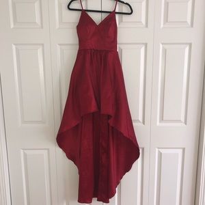 Red high-low prom dress